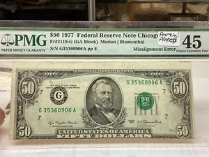 $50 1977 PMG 45 Misalignment Error Second Print Fr#2119-G - Picture 1 of 6