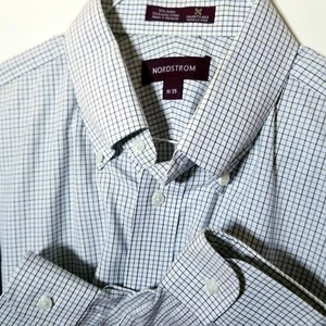 Nordstron Herren LARGE schwarz weiß, blau zerfetzt SMARTCARE faltenfreies Shirt - Bild 1 von 5