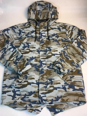 Killion Camouflage Jacket Mens XL Blue Full Snap Oversize Hooded Coat — 第 1/4 张图片