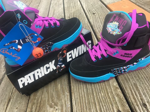 Patrick Ewing Shoes sz 7 NEW 33 Hi X Main Source black purple teal blue NIB NWT Cover
