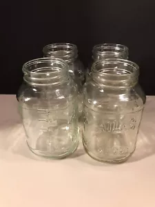 Lot of 4 Mason/Atlas Clear Glass Quart Canning Jars - Picture 1 of 6