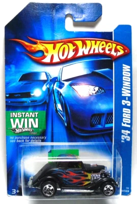 2006 HOTWHEELS ' 34 FORD 3 ОКНА ЧЕРНЫЙ 1:64 ЛИТОЙ 2 7/8» HOT ROD АВТОМОБИЛЯ W ПЛАМЕНИ - Изображение 1 из 4