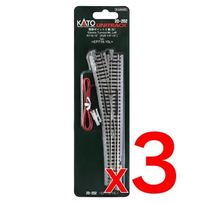3-Piece Set Kato 20-202 N Scale Unitrack Electric Turnout #6 Left Hand NEW - Image 1 of 4
