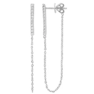 Diamond 0.16ct Round Cut Claw-set Drop Link Earrings White Gold - Picture 1 of 6