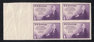 Whistler's Mother 3¢ Imperforate Block-of-4 w Jumbo Left Margin - MNH Scott #754 - Picture 1 of 1