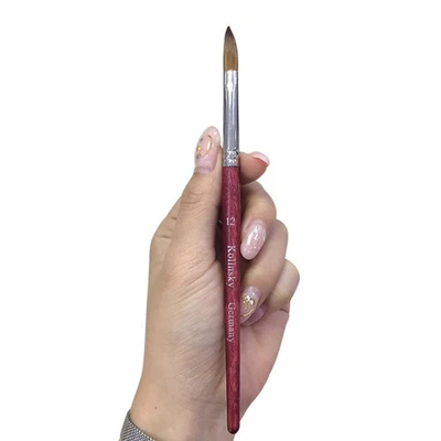 Kolinsky Sable Hair Acrylic Nail Brush Crimped Metal Long Wooden Handle Tool; - Image 1 of 2