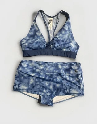 Victorias Secret ROSA Bikini Grande Traje de Baño Gimnasio Para Nadar Pantalones Cortos Conjunto Azul Tie Dye Foto 1 de 4