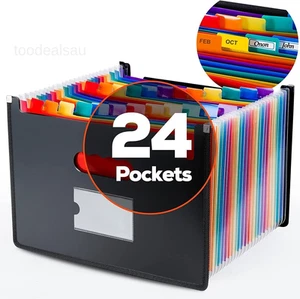 Ultra-Large Accordion File Organizer with Tabs & Stickers, Legal Black - Picture 1 of 7
