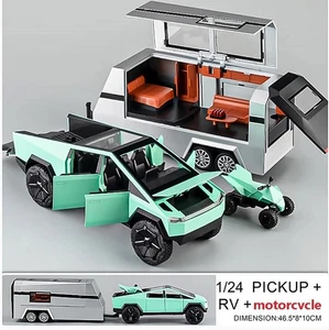 1:32 Tesla Pickup Trailer RV Model Vehicle Alloy Car Model Toy with Sound&Light - Picture 1 of 9