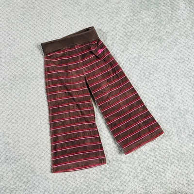 Adorable pantalón de chándal a rayas de terciopelo marrón/rosa y2k bebé niña hueco niños 2 Foto 1 de 3