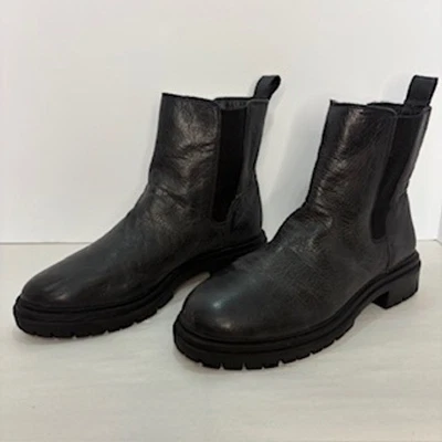 Lucky Brand Bhrett Chelsea Boot Women Sz 8M Black Leather Wool Moto - Image 1 of 4