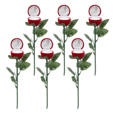 6PCS Red Rose Flower Boxes - Earring Box Case Flower Engagement - Image 1 of 4