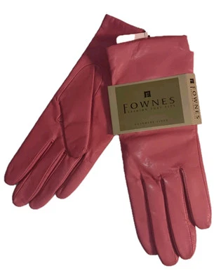 Guantes de cuero genuino forrados 100 % cachemir para dama, rosa, talla 7 Foto 1 de 2