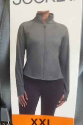 Chaqueta de yoga activa con cremallera completa Jockey para damas con bolsillos con cremallera XXL gris niebla nueva con etiquetas Foto 1 de 4