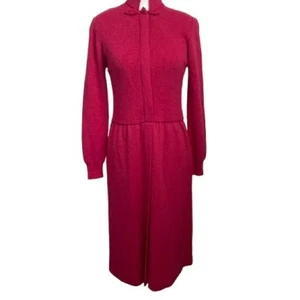 Vintage 100%Wool Long Sleeve Pink Dress Size M - Picture 1 of 15