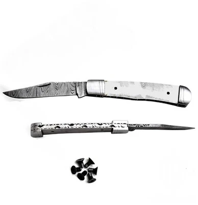 Custom Hand Forged Damascus Steel Blank Blade Folding Knife Handmade (FL836-A) - Image 1 of 4