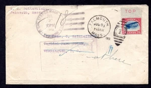 COBERTURA DE VUELO DEL GOBIERNO CORREO AÉREO SCOTT #C3 1918 DE FALMOUTH MASSACHUSETTS - Imagen 1 de 2