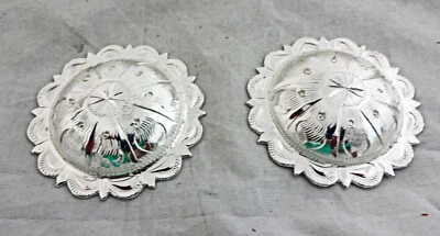 Kansas Conchos Screw Back Pair Silver Plate Hansen Western Gear Horse Tack Belts - Image 1 of 3