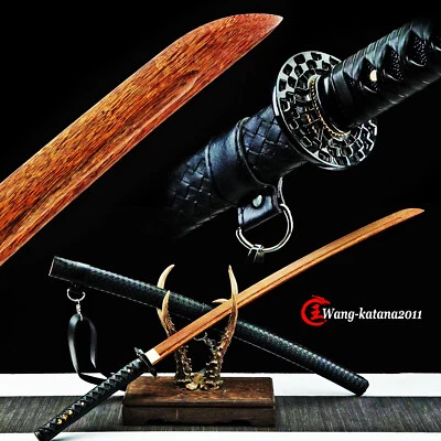 Wooden Katana Battle Training Practice Sword Kendo Iaido Outdoor Leather Bokken - Image 1 of 4