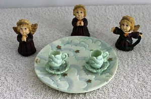 Miniature Tea Set Angels 10-piece Resin 1996 Young's Inc. Collectible - Picture 1 of 6