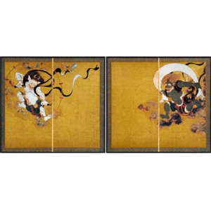 Wind and Thunder Gods Mini Folding Screen Set of 2 – 15.9×17.3in National Treasu - Picture 1 of 3