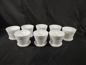 8x 4" White Plastic Flower Pots With Drip Trays Us Shipper 3.5" Tall - Picture 1 of 9