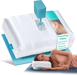 BLISSBURY Mini Ear Hole Pillow (Satin) | Travel-Friendly Memory Foam Pillow with - Picture 1 of 8