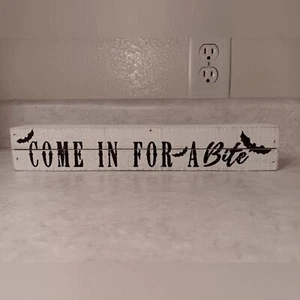 Halloween Decor, Vampire Style, 'Come in for a Bite' SIGN hangs on wall, bats - Picture 1 of 7