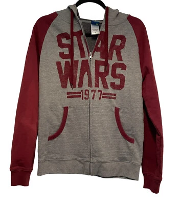 Star Wars 1977 Sudadera con Capucha Gris Medio y Borgoña Cremallera Completa Sudadera con Capucha Chaqueta Foto 1 de 4