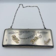 Russian Antique 84 Sterling Silver Applied Gold Charm Purse Case