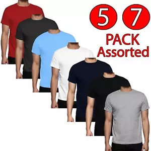 Paquete de 7 camisetas lisas para hombre cuello redondo camiseta verano manga corta camiseta informal - Imagen 1 de 62