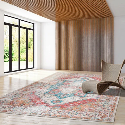 Alfombra oriental LoomBloom varios tamaños beige medallón tejido plano Foto 1 de 4