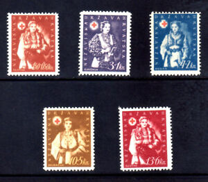 Croatia Semi-Postal 1942 Scott# B20-B24 Peasants Unused VF