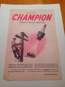 Champion Spark Plug Ad-1948 Copy - Garage Man Cave Art - Imagen 1 de 1