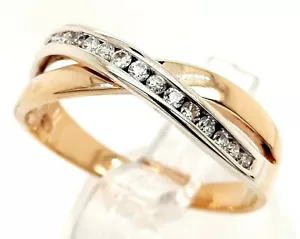 Diamond 9ct Yellow & White Gold Ring Channel Set Diamonds Wedding Jewellery - Picture 1 of 12