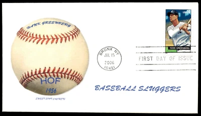2006 Baseball Sluggers Hank Greenberg FDC Hall of Fame 1956 Sweet Spot Cachet - Image 1 of 2