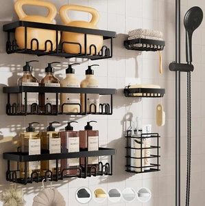 Veken Stainless Steel Shower Caddy 6-Pack,Heavy Weight Bearing,Black Friday Sale - Picture 1 of 9