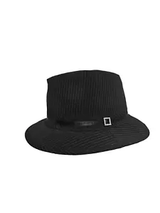 Sombrero Mujer Fedora Color Negro con Rayas Blancas Talla Única - Imagen 1 de 4