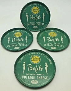 Vintage Golden State Profile Cottage Cheese Metal Lids 1950s Foremost Teal - Picture 1 of 9