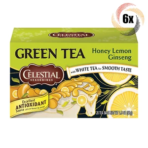 6x Boxes Celestial Honey Lemon Ginseng Green Tea | 20 Bags Each | 1.5oz - Picture 1 of 2