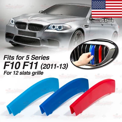 Fundas de rejilla de riñón Performance 12 listones 3 colores para BMW Serie 5 F10 F11 2011-13 Foto 1 de 4