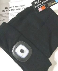 Unisex Warme Strick Lauf Beanie Mütze mit LED Licht Neu USB Wiederaufladbar Schwarz - Bild 1 von 8