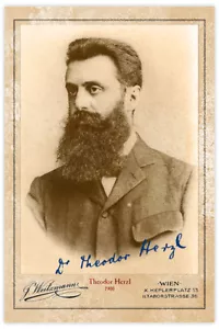 THEODOR HERZL Zionist Visionary 1900 Photograph Autograph RP Cabinet Card CDV - Picture 1 of 1