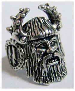 ANILLO DE LUJO DE COLECCIÓN CABEZA VIKINGA CICLISTA #BR30 PARA HOMBRE MUJER joyería PLATA NUEVO - Imagen 1 de 1