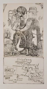 Pit Morell /Radierung /Der idealistische Mechaniker. Die Fahrradbraut hat alles - Picture 1 of 2