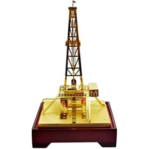 Copper Oilfield Oil Well Derrick Drill Rig Gold Model Commemorative Edition - Picture 1 of 9