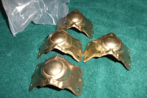 SET OF 4 Vintage Metal Trunk Center Foot Furniture Steamer Chest  Replacement Cover