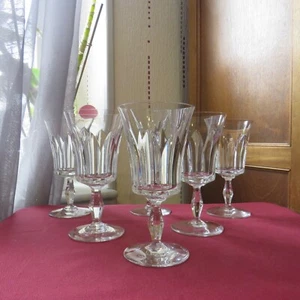 6 White Wine Glasses In Baccarat Crystal Polignac Model H 12.6 Cm Signed - Picture 1 of 11
