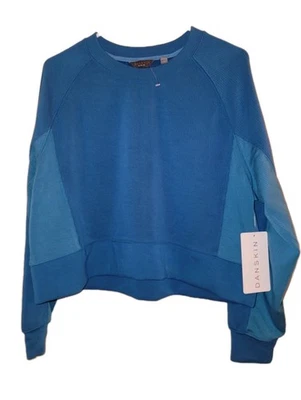 Danskin Now Recortado Buceo Pull Over Para Mujer M Azul Cuello Redondo Manga Larga NUEVO Foto 1 de 3