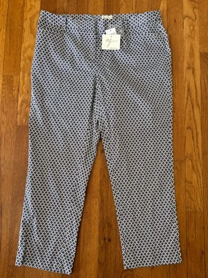 Pantalones elásticos Andrea Jovine para mujer talla 10 azul estampado geométrico nuevos con etiquetas Foto 1 de 4